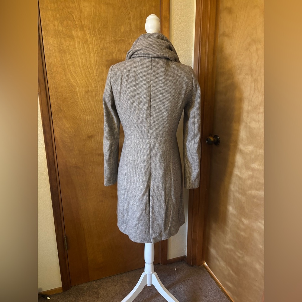 Zara Basic Beige Cowl Neck Long Pea Coay - Picture 4 of 8
